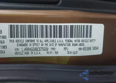 2011 Jeep Grand Cherokee Laredo из США, поврежденный, VIN 1J4RR4GG0BC675690